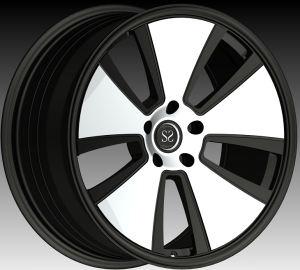 Højkvalitets 5-eger sort med Silver Face 1PC smedede aluminiumshjul