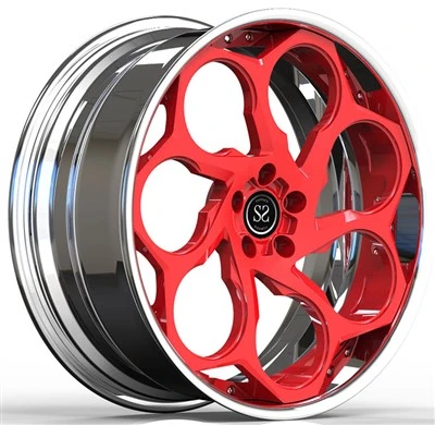 18x8,0 brugerdefinerede 2-delt smedede hjul rød skive og poleret læbe til VW Caddy C20
