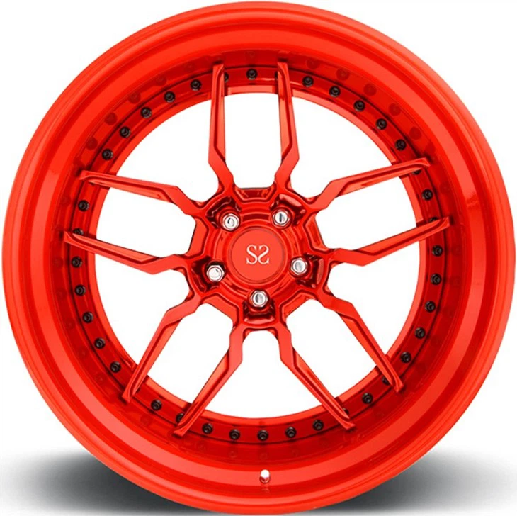18 Inch For 370Z Passenger Cars Rims 5x112 5x120 3-PC Forged A6061 T6 Alloy Red Machine Black Barrel Custom Wheels