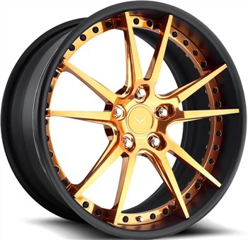 Chevrolet Camaro 20X10 og 20x11 Custom 2-PC-smedede fælge, sort tønde og poleret gyldent ansigt5x120,65